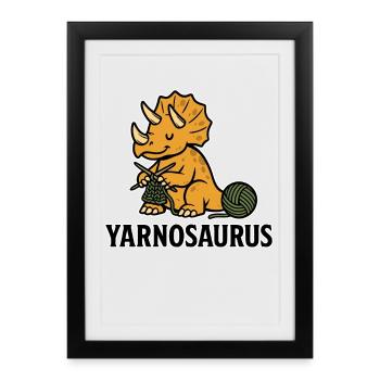 Yarnosaurus knitting - Framed poster (27 × 37 cm) - black - Front