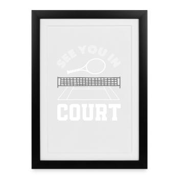 You can see tennis players on the court - Framed poster (27 × 37 cm) - black - Front
