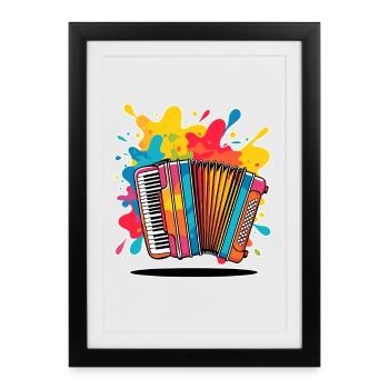 Instruments de musique colorés avec des éclaboussures - Affiche encadrée (27 × 37 cm) - noir - Devant