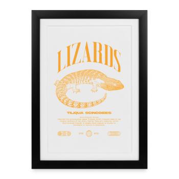 Langue Bleue Scinque Reptile Keeper Streetwear - Affiche encadrée (27 × 37 cm) - noir - Devant
