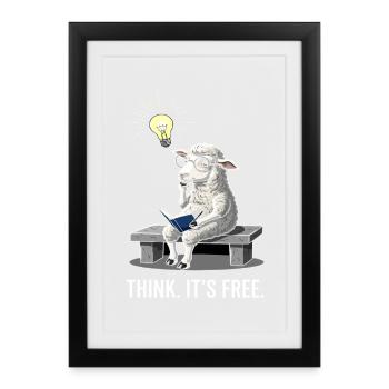 Thinking Sheep - Freedom - Framed poster (27 × 37 cm) - black - Front
