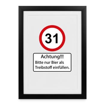 31 Caution only fill beer as fuel - Framed poster (27 × 37 cm) - black - Front