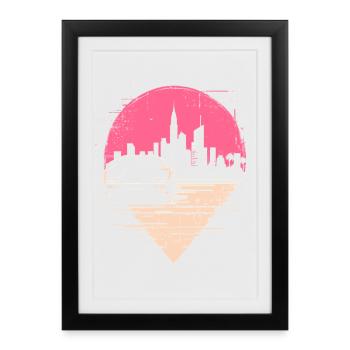 Synthwave 80s Retro Car Skyline Motif Gift - Framed poster (27 × 37 cm) - black - Front