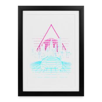 Anime Girl Vaporwave Glitch Aesthetics Motif - Framed poster (27 × 37 cm) - black - Front
