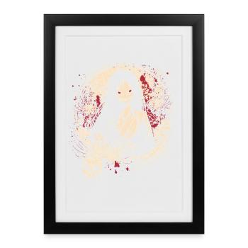 Kimono de fille démoniaque de manga d'horreur - Affiche encadrée (27 × 37 cm) - noir - Devant