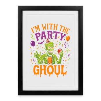 I’m With The Party Ghoul, tenue de groupe d’halloween - Affiche encadrée (27 × 37 cm) - noir - Devant