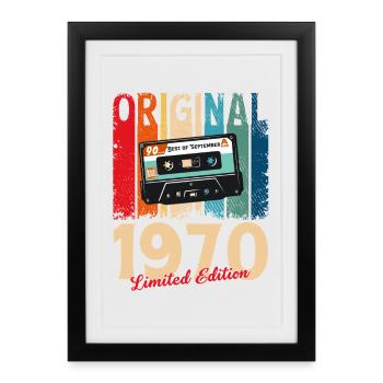 55. Geburtstag Kassette September Jahrgang 1970 - Gerahmtes Poster (27 × 37 cm) - Schwarz - Vorne