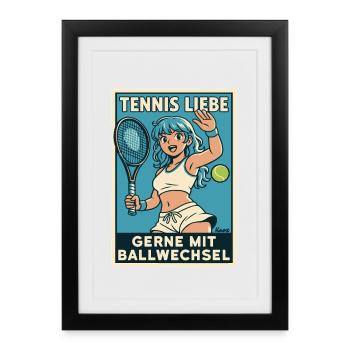 L'amour du tennis avec le rallye - Affiche encadrée (27 × 37 cm) - noir - Devant