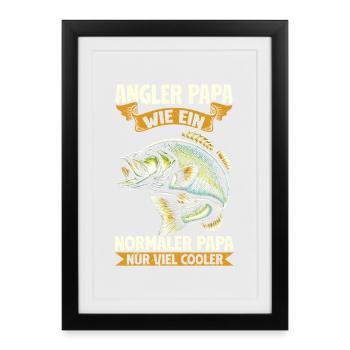 Papa pêcheur comme un papa normal seulement plus frais - Affiche encadrée (27 × 37 cm) - noir - Devant