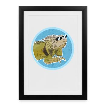 Iguane lézard Iguanes Cadeaux - Affiche encadrée (27 × 37 cm) - noir - Devant