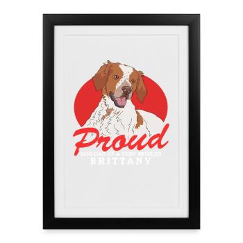 Brittany Dad Epagneul Breton Chien d’arrêt cadeau - Affiche encadrée (27 × 37 cm) - noir - Devant
