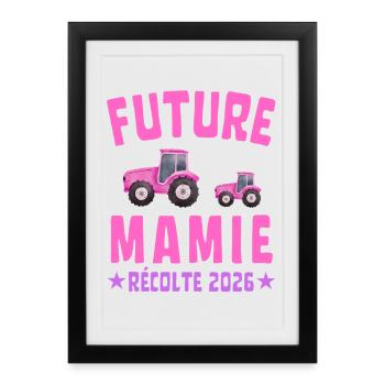 Future Mamie en 2026 Tracteur Rose  - Affiche encadrée (27 × 37 cm) - noir - Devant