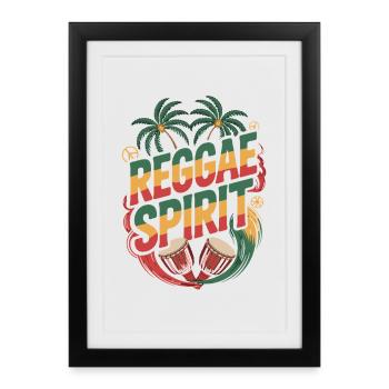 Reggae Spirit Tropical Palm Djembe Drums - Framed poster (27 × 37 cm) - black - Front
