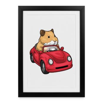 Hamster Car - Framed poster (27 × 37 cm) - black - Front