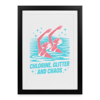 Natation synchronisée Natation artistique Sports nautiques - Affiche encadrée (27 × 37 cm) - noir - Devant