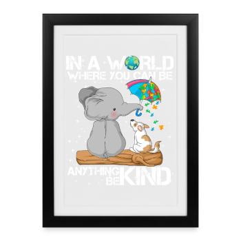 Sensibilisation à l’autisme Chien éléphant - Affiche encadrée (27 × 37 cm) - noir - Devant