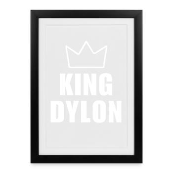 Dylon Name with Letter D - King Crown Shirt - Framed poster (27 × 37 cm) - black - Front