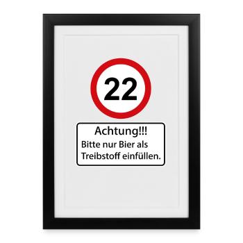 22 Caution only fill beer as fuel - Framed poster (27 × 37 cm) - black - Front