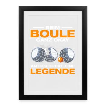 À la Boule Joueur de pétanque boule assez correct - Affiche encadrée (27 × 37 cm) - noir - Devant