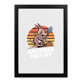 L'oryctérope récompense la motivation du fourmilier - Affiche encadrée (27 × 37 cm) - noir - Devant