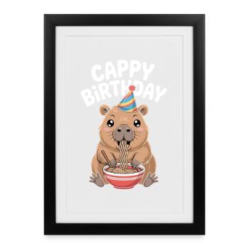 Capybara Ramen Anniversaire de Capy Anniversaire de Capy - Affiche encadrée (27 × 37 cm) - noir - Devant