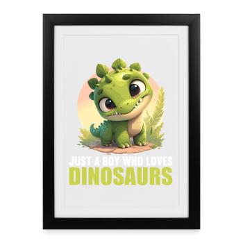 Dino Dinosaur Dinosaur - Framed poster (27 × 37 cm) - black - Front