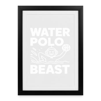 Lustiges Geschenk für Wasserball-Biest - Gerahmtes Poster (27 × 37 cm) - Schwarz - Vorne