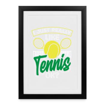 J'aime vraiment les joueurs de tennis - Affiche encadrée (27 × 37 cm) - noir - Devant