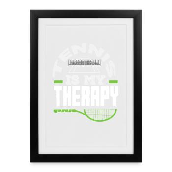 Le tennis est ma thérapie pour les joueurs de tennis - Affiche encadrée (27 × 37 cm) - noir - Devant