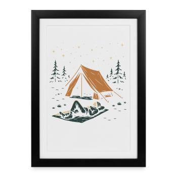 Camping amusant sous les étoiles relaxant - Affiche encadrée (27 × 37 cm) - noir - Devant
