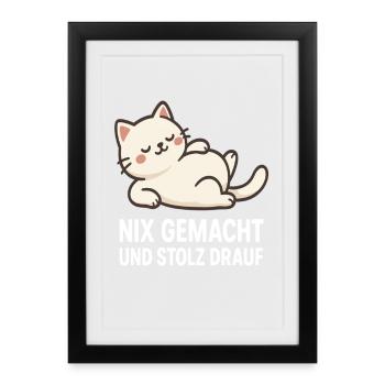 Motif de chat avec un dicton confiant - Affiche encadrée (27 × 37 cm) - noir - Devant