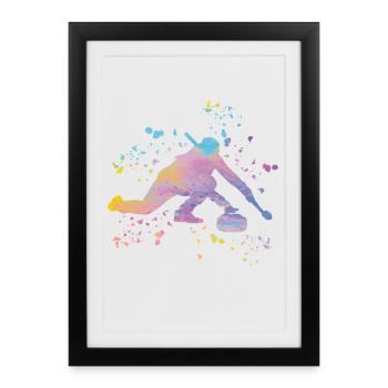 Curler Winter Sports Curling - Framed poster (27 × 37 cm) - black - Front