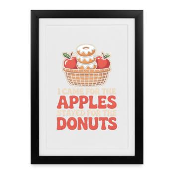 Je suis venu pour les pommes Cueillette des pommes d'automne - Affiche encadrée (27 × 37 cm) - noir - Devant