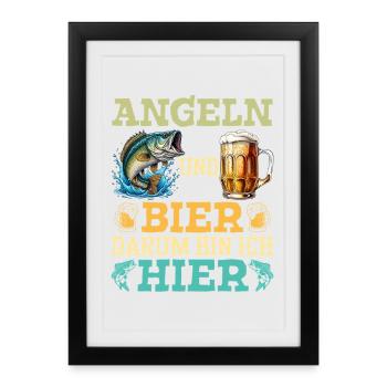 Dad-to-be FISHING AND BEER THAT'S WHY I'M HERE - Framed poster (27 × 37 cm) - black - Front