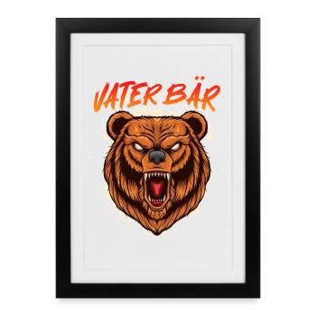 Soon DAD BROWN BEAR Father BROWN BEAR Fatherhood Funny - Framed poster (27 × 37 cm) - black - Front