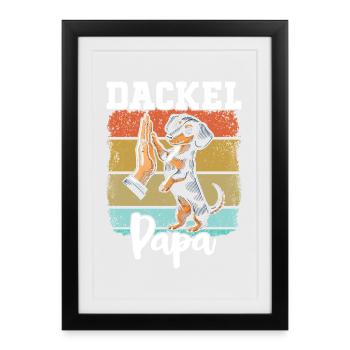 Dachshund Dad Dog Motif Funny Father's Day Teckel - Framed poster (27 × 37 cm) - black - Front