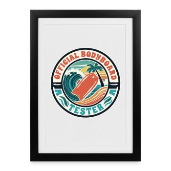 Bodyboard Bodyboarder Testeur officiel de bodyboard - Affiche encadrée (27 × 37 cm) - noir - Devant