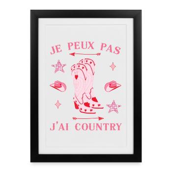 JE PEUX PAS COUNTRY BOTTE RODEO FILLE - Affiche encadrée (27 × 37 cm) - noir - Devant