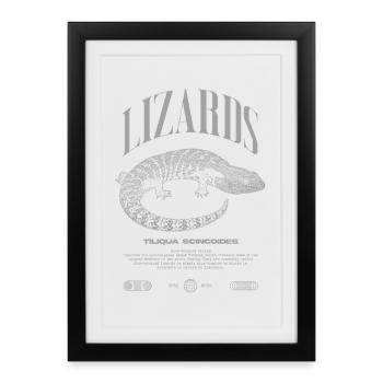 Langue Bleue Scinque Reptile Keeper Streetwear - Affiche encadrée (27 × 37 cm) - noir - Devant