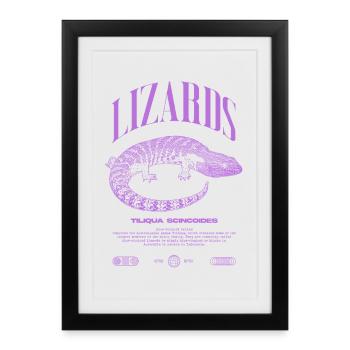 Langue Bleue Scinque Reptile Keeper Streetwear - Affiche encadrée (27 × 37 cm) - noir - Devant