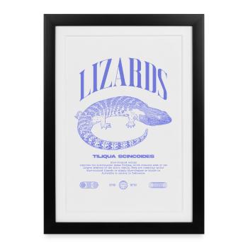 Langue Bleue Scinque Reptile Keeper Streetwear - Affiche encadrée (27 × 37 cm) - noir - Devant