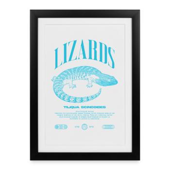 Langue Bleue Scinque Reptile Keeper Streetwear - Affiche encadrée (27 × 37 cm) - noir - Devant