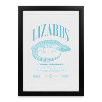 Langue Bleue Scinque Reptile Keeper Streetwear - Affiche encadrée (27 × 37 cm) - noir - Devant
