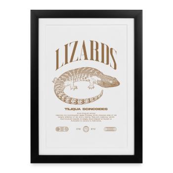 Langue Bleue Scinque Reptile Keeper Streetwear - Affiche encadrée (27 × 37 cm) - noir - Devant