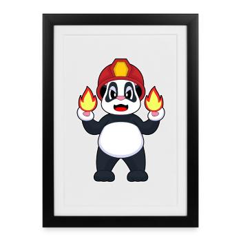 Panda Firefighter Fire Fire Department - Framed poster (27 × 37 cm) - black - Front