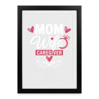Mom Wife Care Heroine Heart Logo - Framed poster (27 × 37 cm) - black - Front