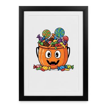 Citrouille d'Halloween des Caraïbes avec des bonbons - Affiche encadrée (27 × 37 cm) - noir - Devant