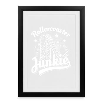 Rollercoaster Junkie - Roller Coaster - Loop - Framed poster (27 × 37 cm) - black - Front