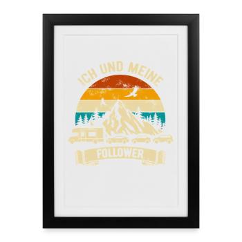 Moi et mes abonnés - Camping-car - Embouteillage - Affiche encadrée (27 × 37 cm) - noir - Devant