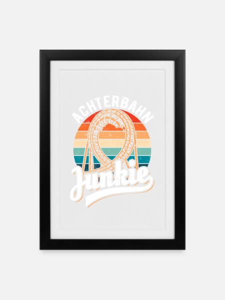 Achterbahn Junkie - Looping - Gerahmtes Poster (27 × 37 cm) - Schwarz